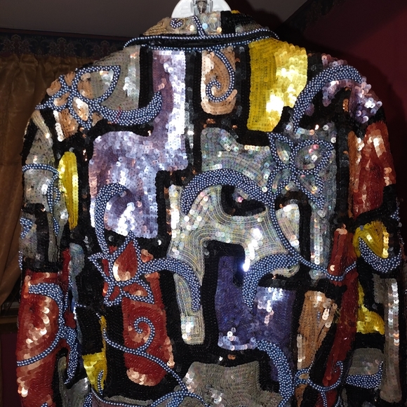 LinZas California Vintage Art Deco Sequined Coat L - Picture 5 of 12
